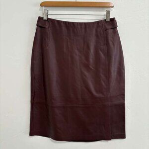 NWT VINCE Tailored Dark Cinnamon Stick leather Skirt women's size 6